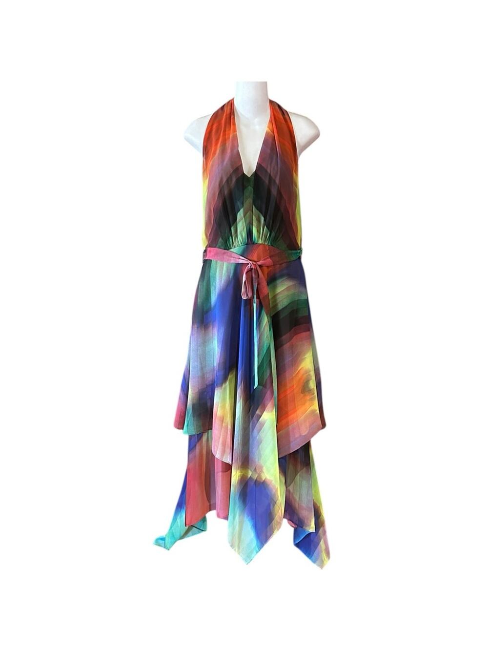 Suzi Chin for Maggy Boutique Multicolor Halter Maxi DressWomens Size 10 NWT